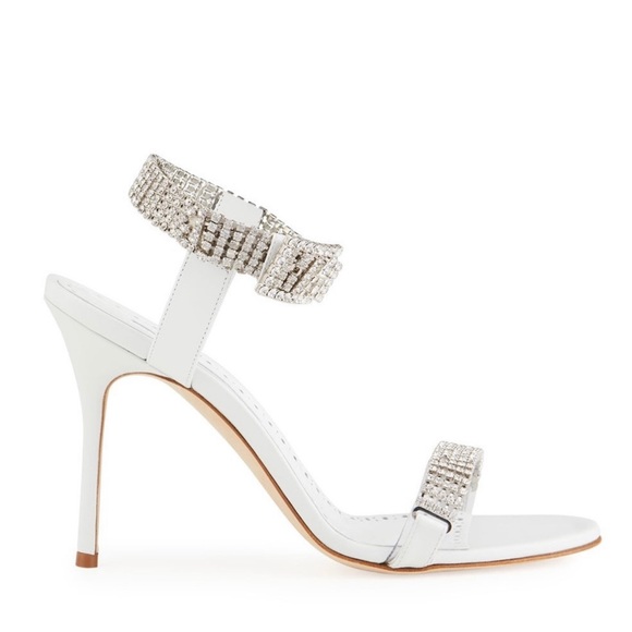 Manolo Blahnik Bashifa Leather & Crystal Sandals - Picture 2 of 7